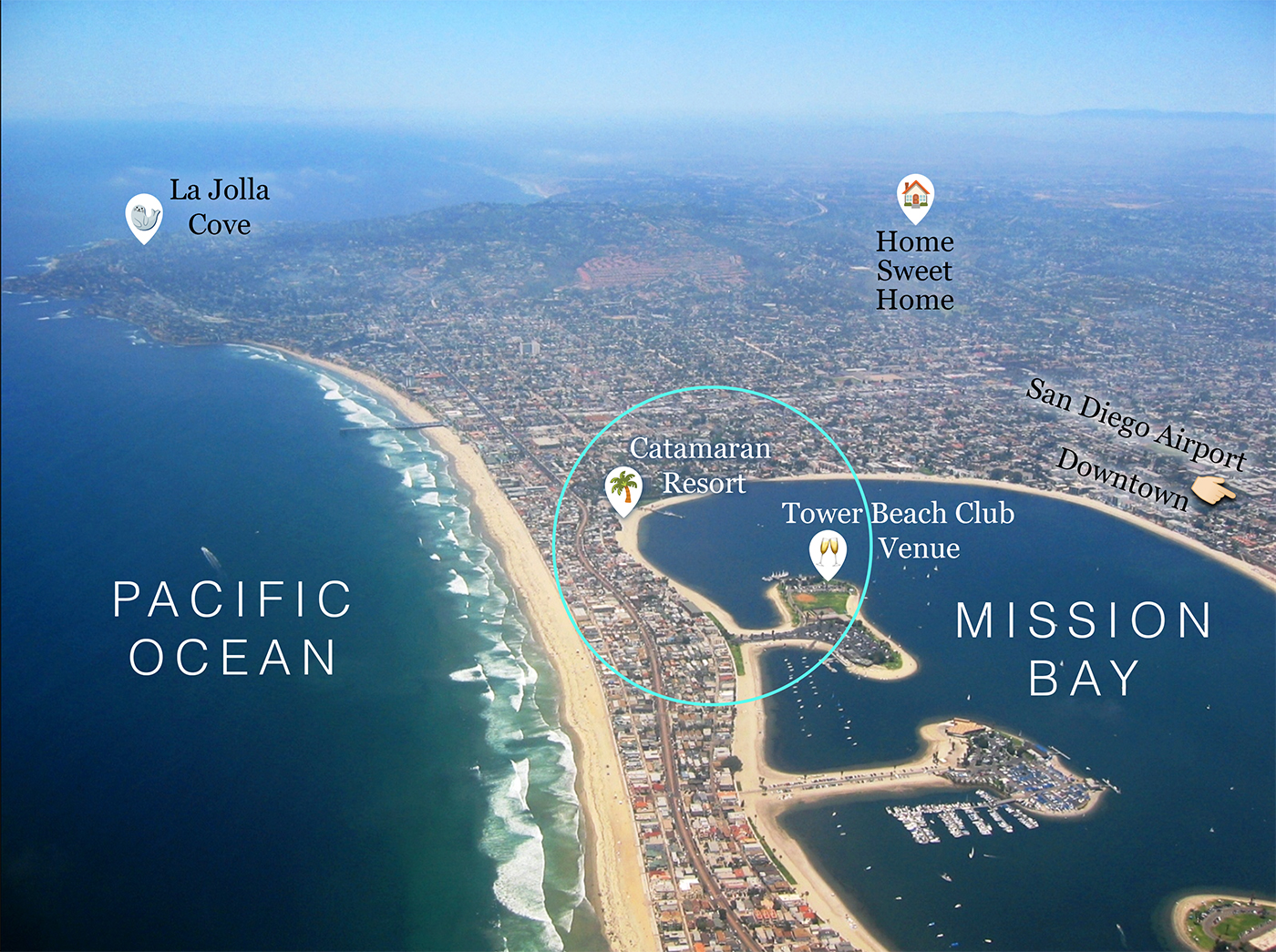 Map of ocean, home, where venue is